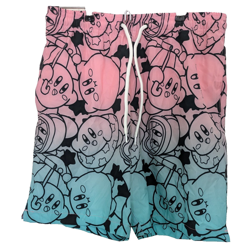 Men's Nintendo Swim Shorts Small Pink to Blue Ombre Beach Resort Pool